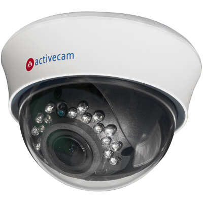ActiveCam AC-D3103IR2 (2,8-12 mm), 1 Мп купольная  сетевая камера ИК до 20 м ActiveCam AC-D3103IR2 (2,8-12 mm) Внутренняя бюджетная купольная сетевая камера, 1/4" CMOS, видео H.264 с разрешением 1280x720 20Fps, чувствительность 0.008 Люкс при F1.4, режим «день/ночь» с механическим ИК-фильтром (ICR), объектив 2.8-12 мм с 3-axis, DWDR, 3D DNR, BLC, Defog, ROI, DualStream, ИК-подсветка до 20 м, IP66, питание 12В или PoE, гарантия 2 года.