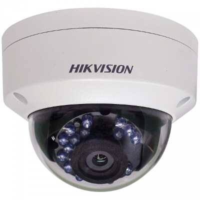 HikVision DS-2CE56D1T-VPIR (3,6 mm), 2 Мп, Видеокамера HD TVI цветная купольная уличная антивандальн HikVision DS-2CE56D1T-VPIR (3,6 mm), 2 Мп, Видеокамера HD TVI цветная купольная уличная антивандальная со встроенной ИК подсветкой (механический ИК-фильтр), 1/2.7" Progressive Scan CMOS, 2 МП (1920х1080); 0.1лк; f=3.6 (2.8mm, 6mm опционально)F1.2; S/N: более 52dB; Дальность ИК подсветки до 20 м (IR-control); OSD ,маскирование - 2 зоны, обнаружение движения вкл/выкл (4 зоны), вандалозащищенность IK10, BLC, DNR; DC12В/250мА; –40°...+60°; IP66; 111 × 82.4 мм