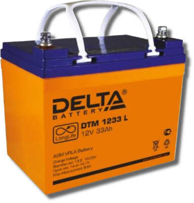 Аккумулятор Delta DTM 1233 L, 12В, 33 А/ч  для ИБП Аккумулятор Delta DTM 1233 L, 12В, 33 а/ч